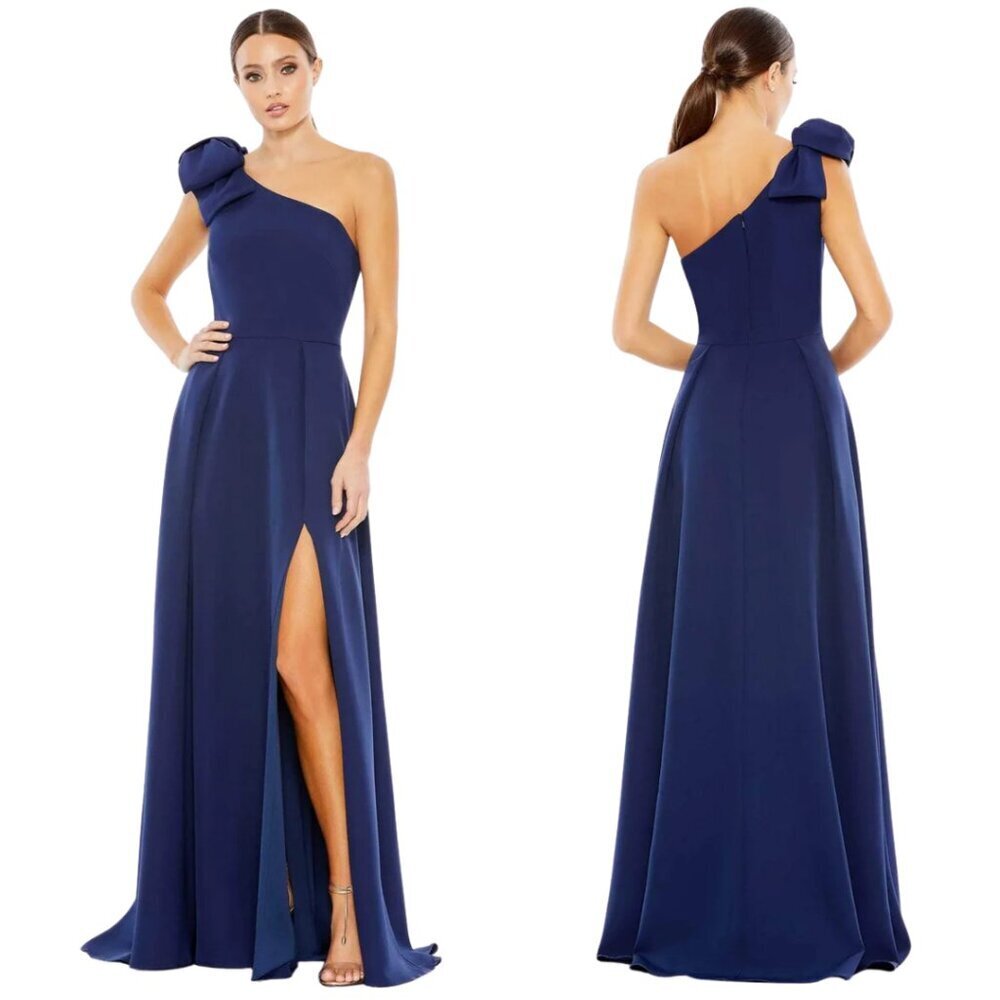 Mac Duggal One Shoulder Navy Blue Dress